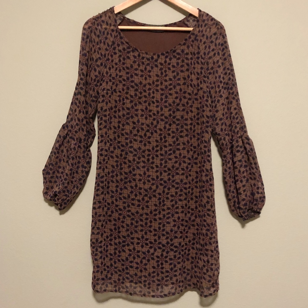 Maude Brown Long Sleeve Dress - Small